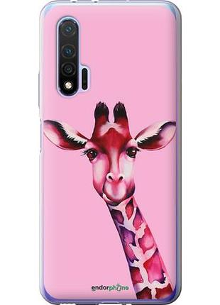 Чехол на huawei nova 6 розовая жирафа "4441u-1821-10746"