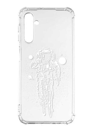 Чехол с утолщёнными углами на samsung galaxy a56 5g космонавт на велосипеде (принт 399)