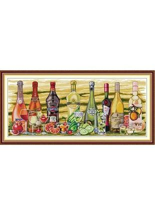 Набор для вышивания по нанесённой на канву схеме "wine". aida 14ct printed, 77*36 см