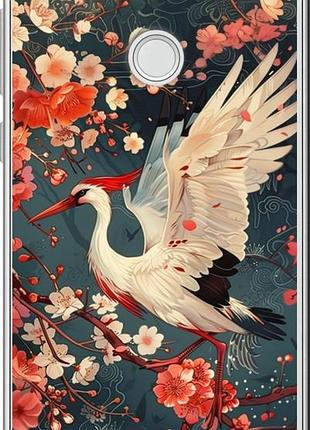 Чехол на huawei p8 lite (2017) сакура и аист "6108u-777-10746"