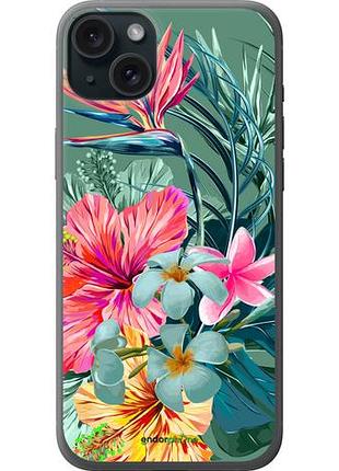 Чохол на iphone 15 plus тропічні квіти v1 "4667u-3097-10746"