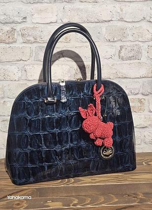 Брелок на сумку червоний заєць з рафії handmade