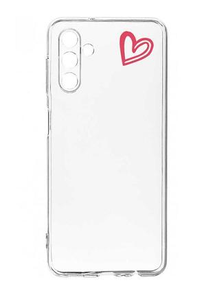Прозрачный чехол на samsung galaxy a36 5g сердечко красное (принт 46)