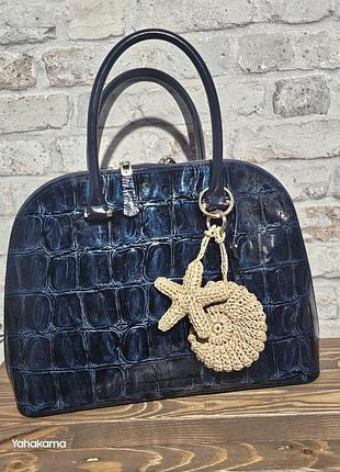 Брелок на сумку морські мотиви з рафії бежевий handmadeade