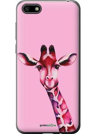 Чехол на huawei honor 7a розовая жирафа "4441u-1805-10746"
