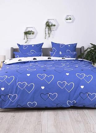 Комплект постільної білизни теп navy blue love 31 бязь 215-200 см синій