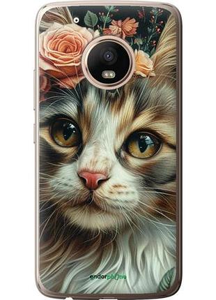 Чехол на motorola moto g5 plus cats and flowers "6069u-1038-10746"