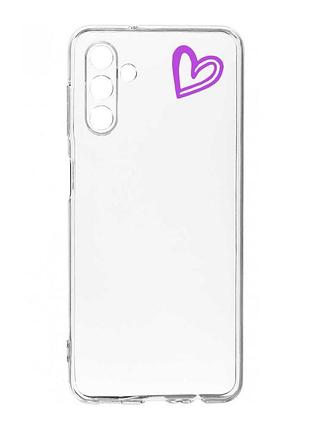 Прозрачный чехол на samsung galaxy a36 5g сердечко фиолетовое (принт 47)