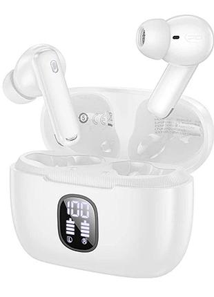 Наушники bluetooth беспроводные borofone fq7 вакуумные с микрофоном, шумоподавлением anc+enc и дисплеем white