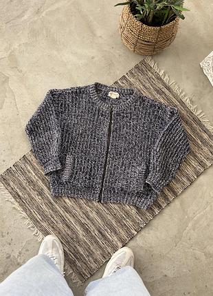Вінтажний рідкісний синьо білий вʼязаний зіп кардиган denim supply polo ralph lauren широкого вільного крою