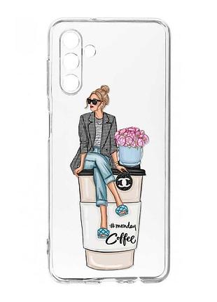 Прозорий чохол на samsung galaxy a36 5g дівчина на каві (принт 228)