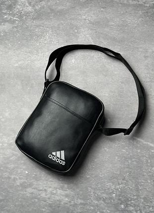 Барсетка шкір. чорна adidas біле лого (1396237989)