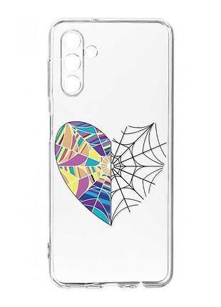 Прозрачный чехол на samsung galaxy a36 5g сердце-паутина. уэнсдей (принт 209)