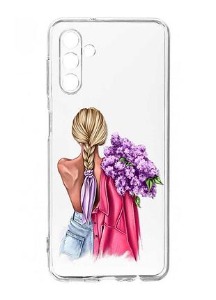 Прозорий чохол на samsung galaxy a36 5g дівчина з бузком (принт 7)