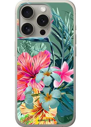 Чехол на iphone 15 pro тропические цветы v1 "4667u-3096-10746"