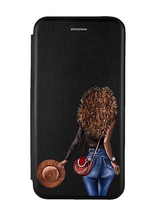 Чохол-книжка чорний з малюнком на samsung galaxy a36 5g дівчина-мулатка (принт 10)