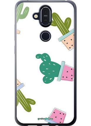 Чехол на nokia 8.1 кактусы в горшочках "3968u-1620-10746"
