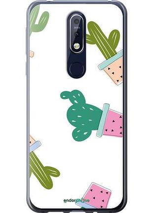 Чехол на nokia 7.1 кактусы в горшочках "3968u-1593-10746"