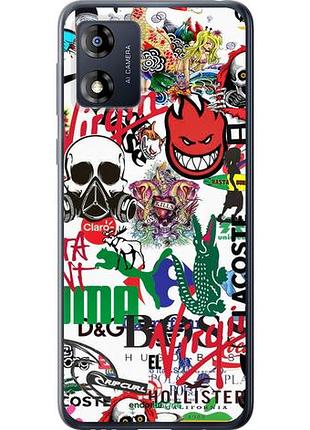 Чехол на motorola moto e13 many different logos "4022u-3053-10746"