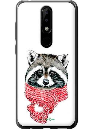 Чехол на nokia 5.1 plus енот в шарфе "4688u-1543-10746"