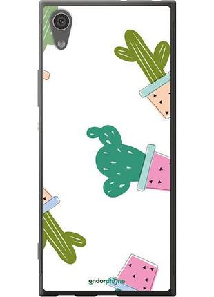 Чехол на sony xperia xa1 g3112 кактусы в горшочках "3968u-964-10746"