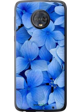 Чехол на motorola moto g6 plus синие цветы "526u-976-10746"