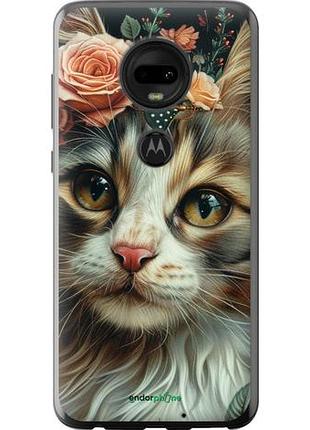 Чехол на motorola moto g7 cats and flowers "6069u-1614-10746"