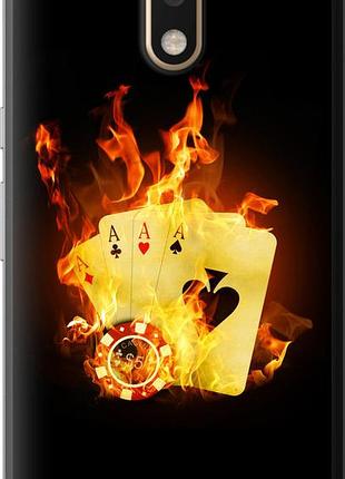 Чехол на motorola moto g4 горящие карты "839u-511-10746"