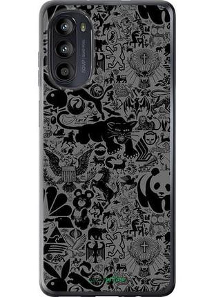 Чехол на motorola moto g52 чёрно-серый стикер бомбинг "2432u-2691-10746"