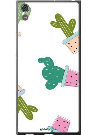 Чехол на sony xperia xa1 ultra g3212 кактусы в горшочках "3968u-1237-10746"