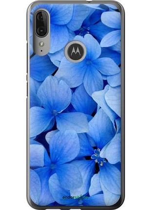 Чехол на motorola moto e6 plus синие цветы "526u-1780-10746"