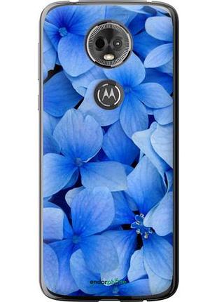 Чехол на motorola moto e5 plus синие цветы "526u-1412-10746"