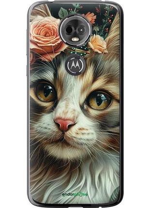 Чехол на motorola moto e5 plus cats and flowers "6069u-1412-10746"