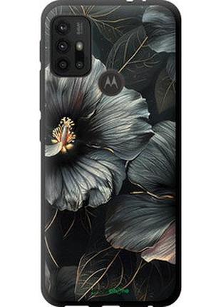 Чехол на motorola moto g20 черные цветы "6031b-2461-2448"