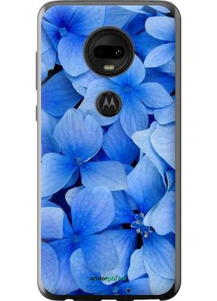 Чехол на motorola moto g7 синие цветы "526u-1614-10746"