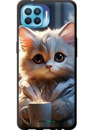 Чехол на oppo reno 4 lite white cat "5646b-2099-2448"
