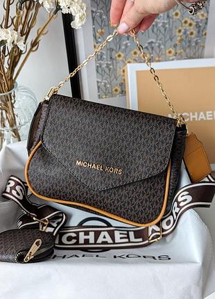 Жіноча шкіряна крос боді michael kors брендова міська сумочка через плече мишель корс маленька сумка зі шкіри для дівчини бежевий