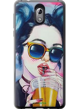 Чехол на nokia 3.1 арт-девушка в очках "3994u-1530-10746"