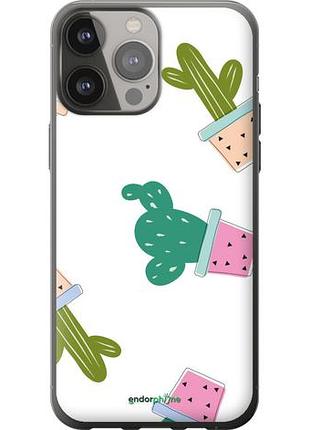 Чехол на iphone 13 pro max кактусы в горшочках "3968u-2371-10746"