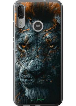 Чехол на motorola moto e6 plus пламенный лев "6153u-1780-2448"