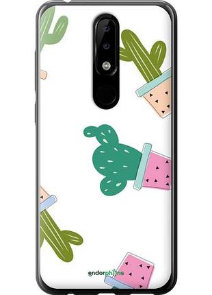 Чехол на nokia 5.1 plus кактусы в горшочках "3968u-1543-10746"