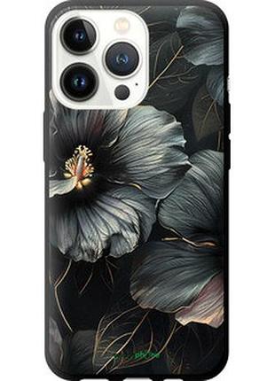 Чехол на iphone 13 pro черные цветы "6031b-2372-2448"