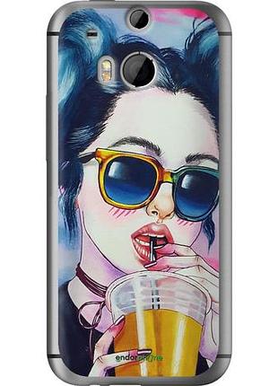Чехол на htc one m8 арт-девушка в очках "3994u-30-10746"