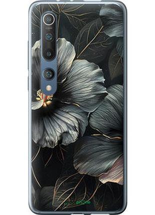 Чехол на xiaomi mi 10 черные цветы "6031u-1860-2448"