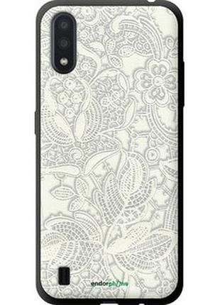 Чехол на samsung galaxy a01 a015f белое кружево "4383b-1842-2448"