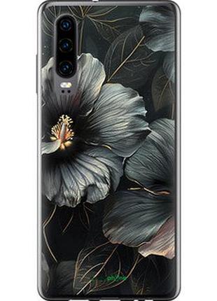 Чохол на huawei p30 чорні квіти "6031u-1622-2448"