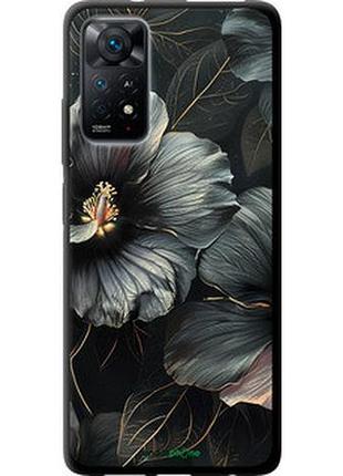 Чехол на xiaomi redmi note 11 черные цветы "6031b-2516-2448"