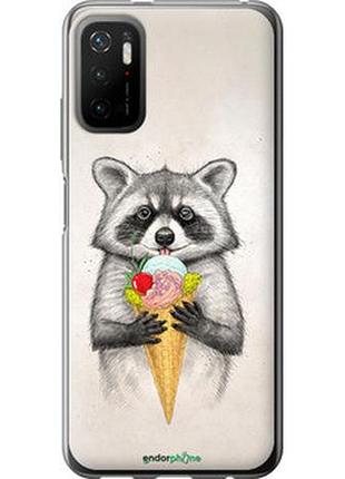 Чехол на xiaomi poco m3 pro енотик с мороженым "4602u-2369-2448"