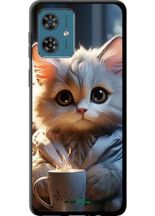 Чохол на motorola moto g54 білий кіт "5646b-3339-2448"