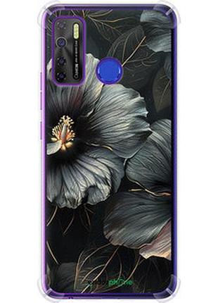 Чехол на tecno spark 5 pro kd7 черные цветы "6031sp-2445-2448"